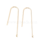 Brass Hooks, with Vertical Loops, Real 18K Gold Plated, 31x10x2mm, Hole: 1.2mm, Pin: 0.9mm(KK-WH0062-58G)
