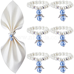 Glass Pearl Beaded Napkin Rings, Napkin Holder Adornment, Angel, White, 80mm, 6pcs/set(AJEW-SC00030)