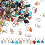 120Pcs 30 Styles Chip Gemstone Charms, with 304 Stainless Steel Jump Rings, Golden & Stainless Steel Color, Mixed Dyed and Undyed, 8x6~11x4mm, Hole: 5.4mm, 4pcs/style(PALLOY-HY00045)
