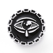 Eye With Tear Enamel Pin, Silver Alloy Flat Round Brooch for Backpack Clothes, Black, 25x2mm, Pin: 1.2mm.(JEWB-D013-01)