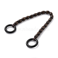 Barrel Shape Wood Beaded Bracelet with Double Rings, Coconut Brown, 14-3/4 inch(37.5cm)(BJEW-XCP0001-06)