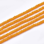 Opaque Solid Color Glass Beads Strands, Faceted, Rondelle, Orange, 2~2.5x1~1.5mm, Hole: 0.5mm, about 165~170pcs/strand, 11.81 inch~12.20 inch(30~31cm)(GLAA-S178-14A-05)