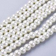 Glass Pearl Beads Strands, Pearlized, Round, Creamy White, 6mm, Hole: 1mm, about 140pcs/strand, 32 inch(HY-6D-B02)