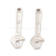 Alloy Pendants, Long-Lasting Plated, Lead Free & Cadmium Free, Wrench, Platinum, 40x13x2mm, Hole: 2.5mm(PALLOY-K003-19P)