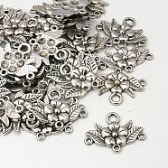 Tibetan Style Chandelier Component Links, Lead Free and Cadmium Free, Flower, Antique Silver Color, 32x23x3mm, Hole: 2mm(EA9731Y)