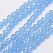 Natural & Dyed Malaysia Jade Bead Strands, Round, Light Sky Blue, 8mm, Hole: 1.0mm, about 48pcs/strand, 15 inch(X-G-A146-8mm-A20)