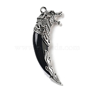 Alloy Resin Big Pendants, Tooth, Black, 63x23x10.5mm, Hole: 3mm(ALRI-S001-15AS-02)