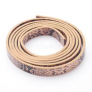 PU Leather Cord, Imitation Snake Skin, Tan, 10x2mm, about 1.31 yards( 1.2m)/strand(X-LC-D005-04)