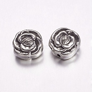 CCB Plastic Beads, Flower, Antique Silver, 15x15x9mm, Hole: 1~2mm(CCB-F006-29AS)