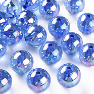 Transparent Acrylic Beads, AB Color Plated, Round, Royal Blue, 20x19mm, Hole: 3mm, about 111pcs/500g(MACR-S370-B20-751)