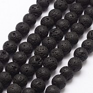 Natural Lava Rock Bead Strands, Round, 8~9mm, Hole: 2.5mm, about 46~49pcs/strand, 15(X-G-A163-03-8mm)