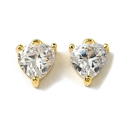 Valentine's Day Brass with Cubic Zirconia Pendants, Heart, 11x9x5.5mm, Hole: 1.4mm(FIND-Z035-03B)