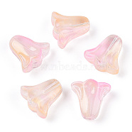 Spray Painted Transparent Glass Beads, Tulip Flower, Navajo White, 10x11x5.5mm, Hole: 1mm(GLAA-D006-20I)