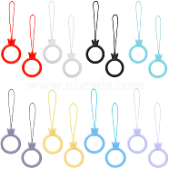 16Pcs 8 Colors Silicone Mobile Phone Finger Rings, Finger Crown Ring Short Hanging Lanyards, Mixed Color, 10.4~10.5cm, 2pcs/color(AJEW-GF0008-54)