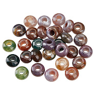 30Pcs Natural Indian Agate Beads, Large Hole Beads, Rondelle, 14x8mm, Hole: 6mm(G-AR0005-35)