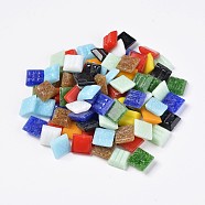 Mosaic Glass Flat Back Cabochons, Square, Mixed Color, 10x10x4mm, about 300pcs/bag(GLAA-WH0013-01)