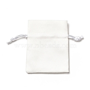 Velvet Cloth Drawstring Bags, Jewelry Bags, Christmas Party Wedding Candy Gift Bags, Rectangle, White, 9x7cm(TP-G001-01A-03)