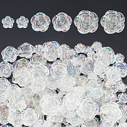 Elite 120Pcs 3 Style Transparent Plastic Beads, AB Color Plated, Rose, Clear AB, 11.5~23x12~23.5x5~9mm, Hole: 1.5~2mm(KY-PH0001-68)