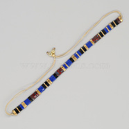 Vintage Ethnic Style Glass Tila Beaded Handmade Slider Bracelets for Women, Colorful, 11 inch(28cm)(ZN9527-10)
