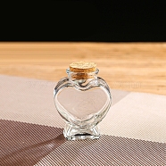 Glass Bottle, Wishing Bottle, with Cork Stopper, Heart, Clear, 6x8.1cm, Capacity: 80ml(2.71fl. oz)(X-HEAR-PW0001-129A)