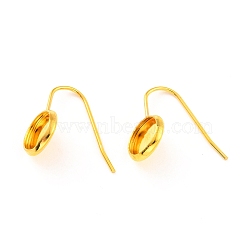 304 Stainless Steel Earring Hooks, Ear Wire, with Cabochon Settings, Flat Round, Real 18K Gold Plated, 17mm, Pin: 0.7mm, Tray: 8mm(X-STAS-C044-01A-G)