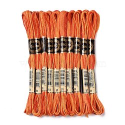 10 Skeins 6-Ply Polyester Embroidery Floss, Cross Stitch Threads, Segment Dyed, Dark Orange, 0.5mm, about 8.75 Yards(8m)/skein(OCOR-K006-A59)