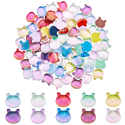 CHGCRAFT 100Pcs 10 Colors Glass Cabochons, Nail Art Decoration Accessories for Women, Bear, Mixed Color, 7.5x8x3mm, 10pcs/color(MRMJ-CA0001-15)