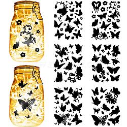 12 Sheets 6 Styles Religion Self-Adhesive PVC Waterproof Picture Stickers, Black, Butterfly, 200x150mm, 2 sheets/style(DIY-WH0605-006)