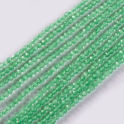 Glass Beads Strands, Faceted, Round, Medium Sea Green, 2x2mm, Hole: 0.4mm, about 193~197pcs/strand, 14.17 inch~15.51 inch(36~39.4cm)(X-EGLA-E057-02A-09)