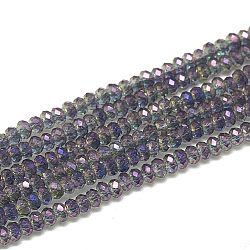 Electroplate Glass Beads Strands, Faceted, Rondelle, Medium Purple, 2.5x1.5mm, Hole: 0.8mm, about 160~165pcs/strand, 13.78 inch~14.17 inch(35~36cm)(EGLA-Q112-D01)