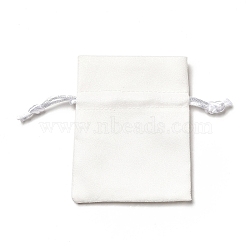 Velvet Cloth Drawstring Bags, Jewelry Bags, Christmas Party Wedding Candy Gift Bags, Rectangle, White, 9x7cm(TP-G001-01A-03)