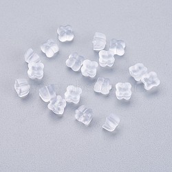 Silicone Ear Nuts, Earring Backs, Clear, 5x5x3.5mm, Hole: 0.6mm, about 500pcs/bag(KY-P012-01)