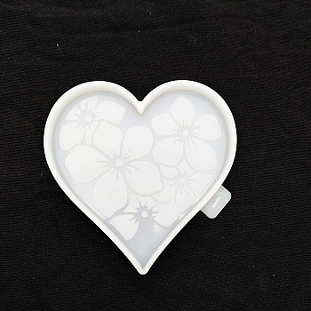 Heart Cup Mat Silicone Molds, Resin Casting Coaster Molds, For UV Resin, Epoxy Resin Craft Making, White, 102x102mm