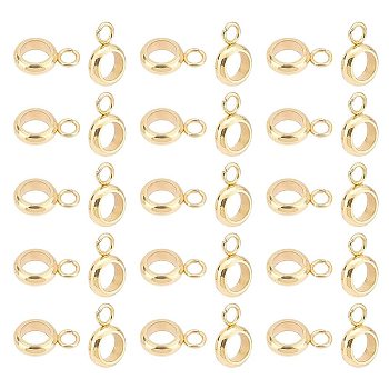 201 Stainless Steel Tube Bails, Loop Bails, Ring Bail Beads, Real 18K Gold Plated, 9x6x2mm, Hole: 1.8mm, 80pcs/box