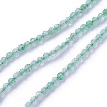 Natural Strawberry Quartz Beads Strands, Faceted, Round, Green, 3~3.5mm, Hole: 0.5mm, about 115~130pcs/strand, 14.5~16.1 inch(37~41cm)