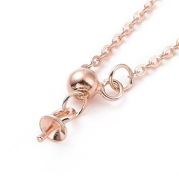 925 Sterling Silver Cable Chains Necklace Making, with Ice Pick Pinch Bails, Rose Gold, 17.72 inch(45cm)