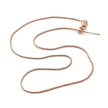 1mm Rack Plating Brass Snake Chain Adjustable Slider Necklaces for Women Men, Cadmium Free & Lead Free, 901 Stainless Steel Clasp, Long-Lasting Plated, Rose Gold, 17.91 inch(45.5cm)