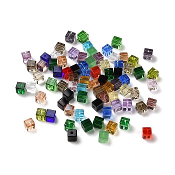 Glass Imitation Austrian Crystal Beads, Faceted, Suqare, Mixed Color, 5.5x5.5x5.5mm, Hole: 1mm