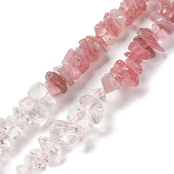 Natural Quartz Crystal & Rose Quartz Beads Strands, Chip, 4~17x4~10x1~8mm, Hole: 0.8~1mm, about 15.35~16.14 inch(39~41cm)