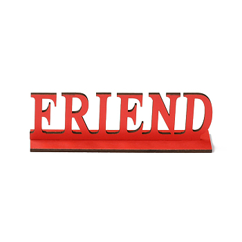 Natural Wood Display Holder Sets, Word FRIEND, Red, 63x200x4.5mm