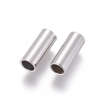 304 Stainless Steel Tube Beads, Stainless Steel Color, 12x5mm, Hole: 4mm