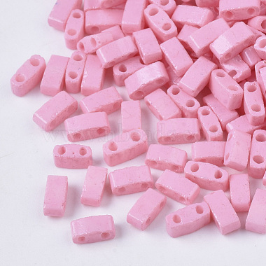5mm Pink Rectangle Glass Beads