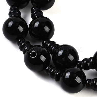 Natural Black Onyx 3-Hole Guru Beads Strands(G-H064-E08-03B)-2