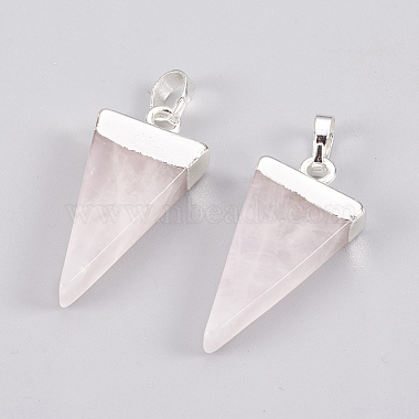 Silver Triangle Rose Quartz Pendants