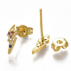 Brass Micro Pave Cubic Zirconia(Random Mixed Color) Flash Stud Earrings(EJEW-S201-86)-2