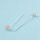 Brass Micro Pave Clear Cubic Zirconia Flower Head Pins(KK-G413-01S)-4