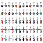 Angel Glass Beads Pendant Decoration, with Iron Flat Head Pins, Alloy Beads and Zinc Alloy Lobster Claw Clasp, Mixed Color, 42mm(HJEW-SW00006)