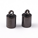 Column 304 Stainless Steel Cord Ends, Ion Plating(IP), Electrophoresis Black, 9x5mm, Hole: 2mm, Inner Diameter: 4mm(STAS-L176-15)