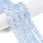 Frosted Natural White Jade Beads Strands, Dyed, Round, Light Sky Blue, 10x10mm, Hole: 1mm, about 37pcs/strand, 14.37~14.8''(36.5~37cm)(G-T138-10mm-209C)