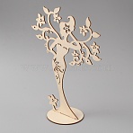 Wood Earring Display Tree Stands, Tabletop Jewelry Holder for Earring Showing, Women Pattern, Finished Product: 8.75x20.2x25cm(EDIS-WH0031-22A)